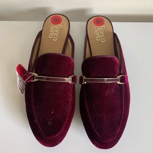 Franco Sarto | Maroon Pippa Velvet Mules Size 10